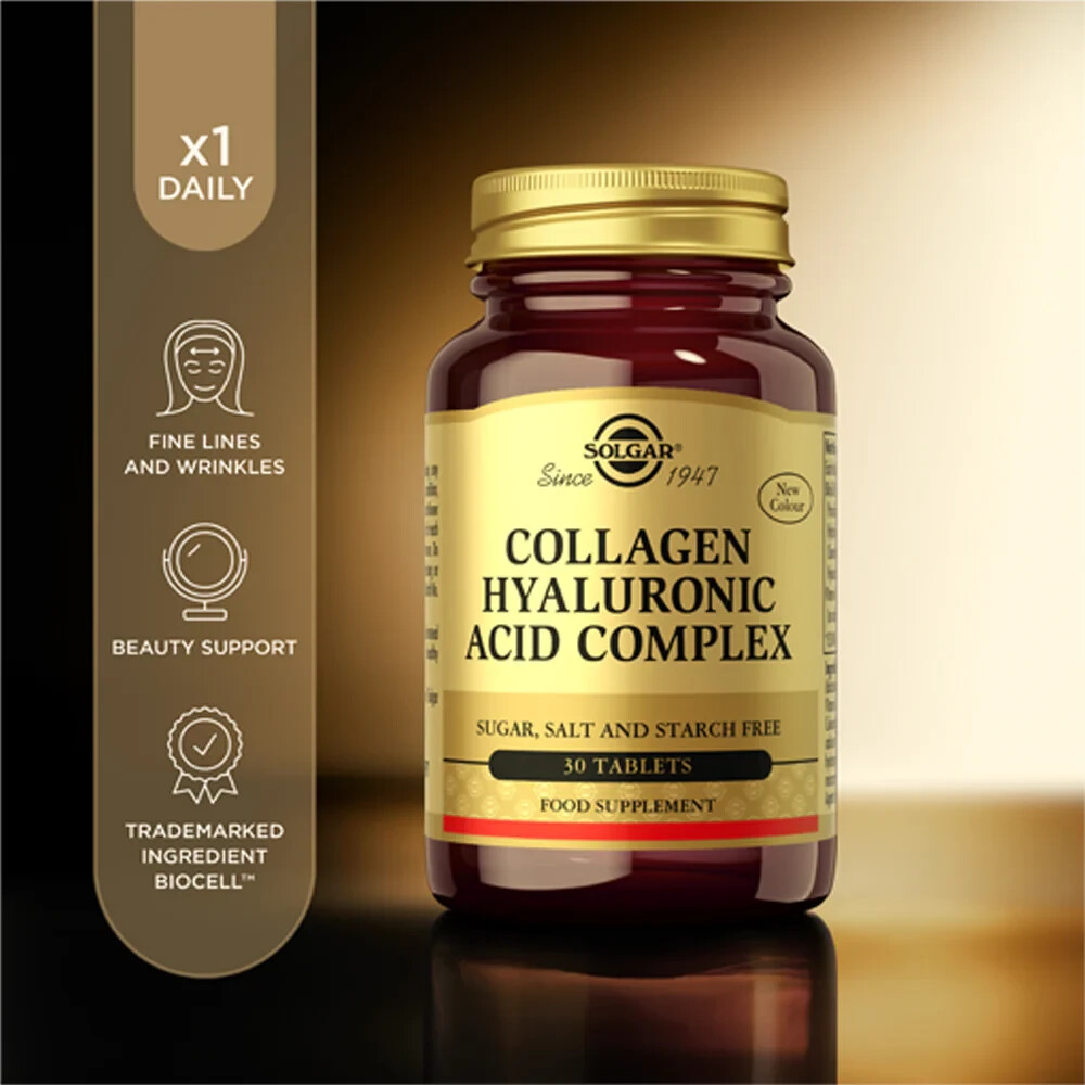 Solgar Collagen Hyaluronic Acid Complex 30 Tablets nourish skin from within