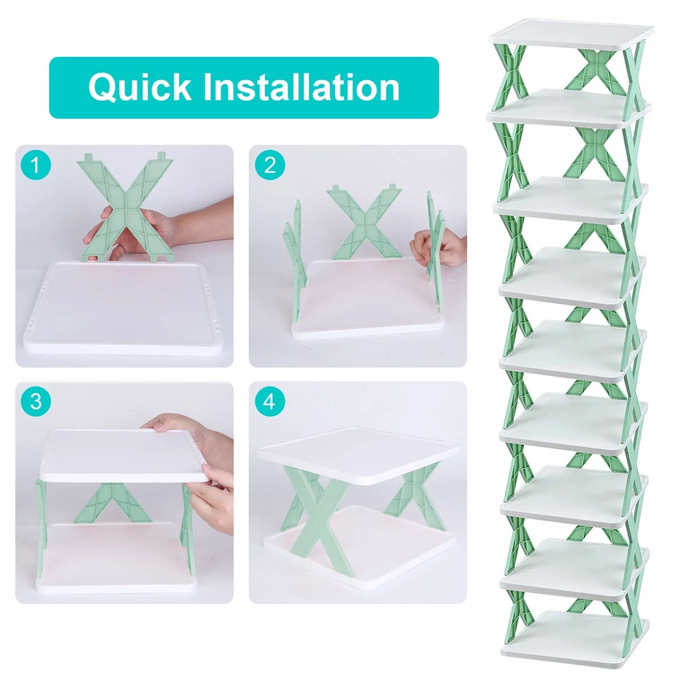 Zapatero Organizador de Almacenamiento de 9 Niveles Pequeño Zapatero Estrecho Hágalo Usted Mismo Ajustar Zapatero Foto 3 de 4