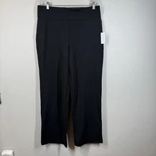 DG2 by Diane Gilman Trouser Knit Pull-On Straight Wide-Leg Pant Sz L Black