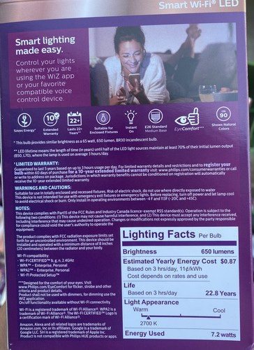 Philips Smart Wi-Fi LED Soft White Floodlight Bulb BR30 R30 65W 7.2W WiZ App - Picture 5 of 6