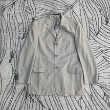 Vintage BALMAIN Paris Mens Suit Grey 100 Wool Stripe Blazer 42 L/ W36
