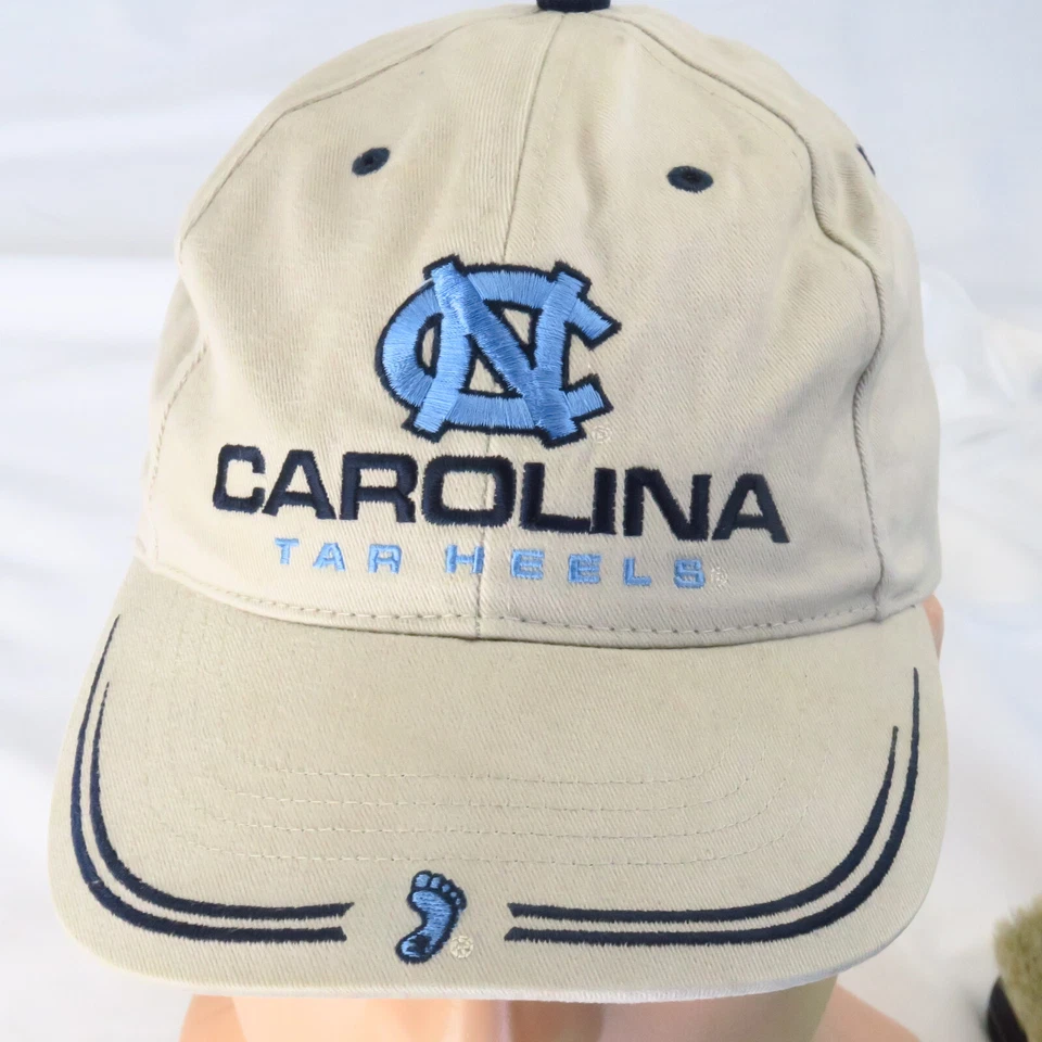 Tarheels vintage de la Universidad de Carolina del Norte UNC beige con logotipo a rayas S/M Foto 2 de 4