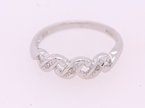9ct White Gold Natural Diamond Sweep Eternity Ring 0.03ct Size L ring UK Made - Picture 3 of 13