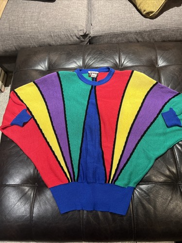 St Stephen Collection Vintage Colorblock Knit Sweater One Size 80s 90s