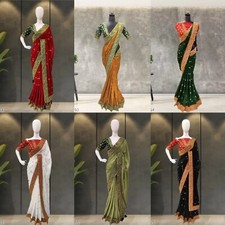 Women Vichitra silk saree with Separate blouse Piece