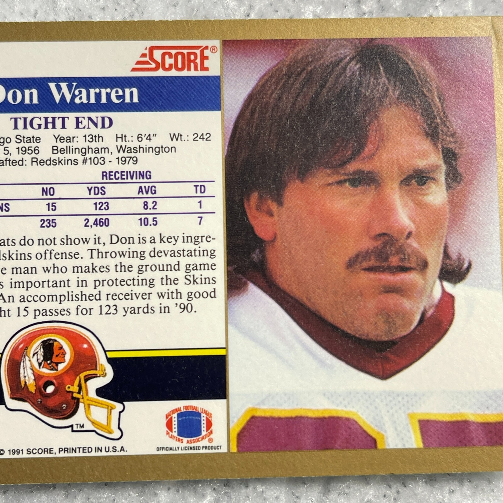1991 Score NFL Football Card Don Warren Washington Redskins Mint 276 1991-score-nfl-football-card-don-warren-washington-redskins-mint-276