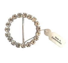 Vintage Sash Buckle Crystal Prong Set Czech Rhinestones Round NOS Original Tag