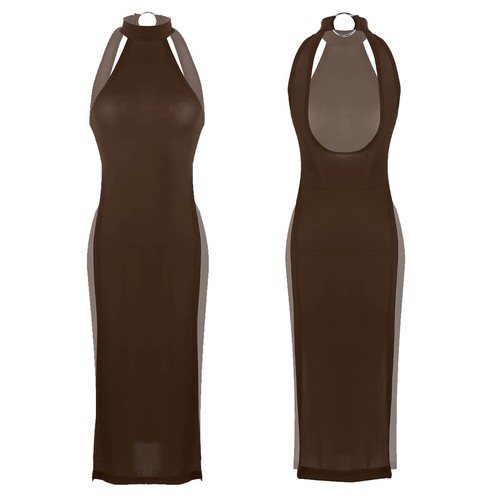 Sexy Womens Backless High Slit Bodycon Party Night Tight Mini Pencil Short AU - Picture 19 of 45