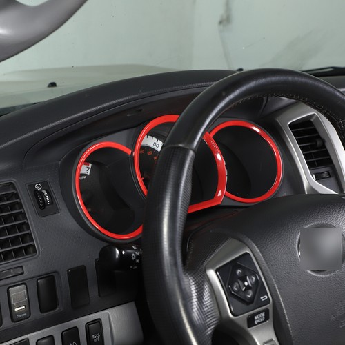 Anillo de ajuste de tablero de instrumentos de acero inoxidable rojo 3 piezas para Toyota Tacoma 2005-2014 - Imagen 6 de 12