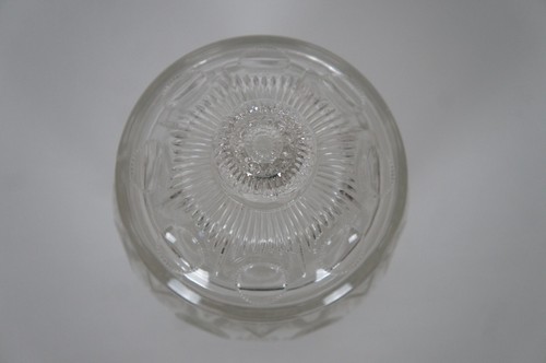Art Deco Pressed Glass Lidded Cookie Biscuit Sandwich Jar Thumbprint Cannister - Picture 5 of 12