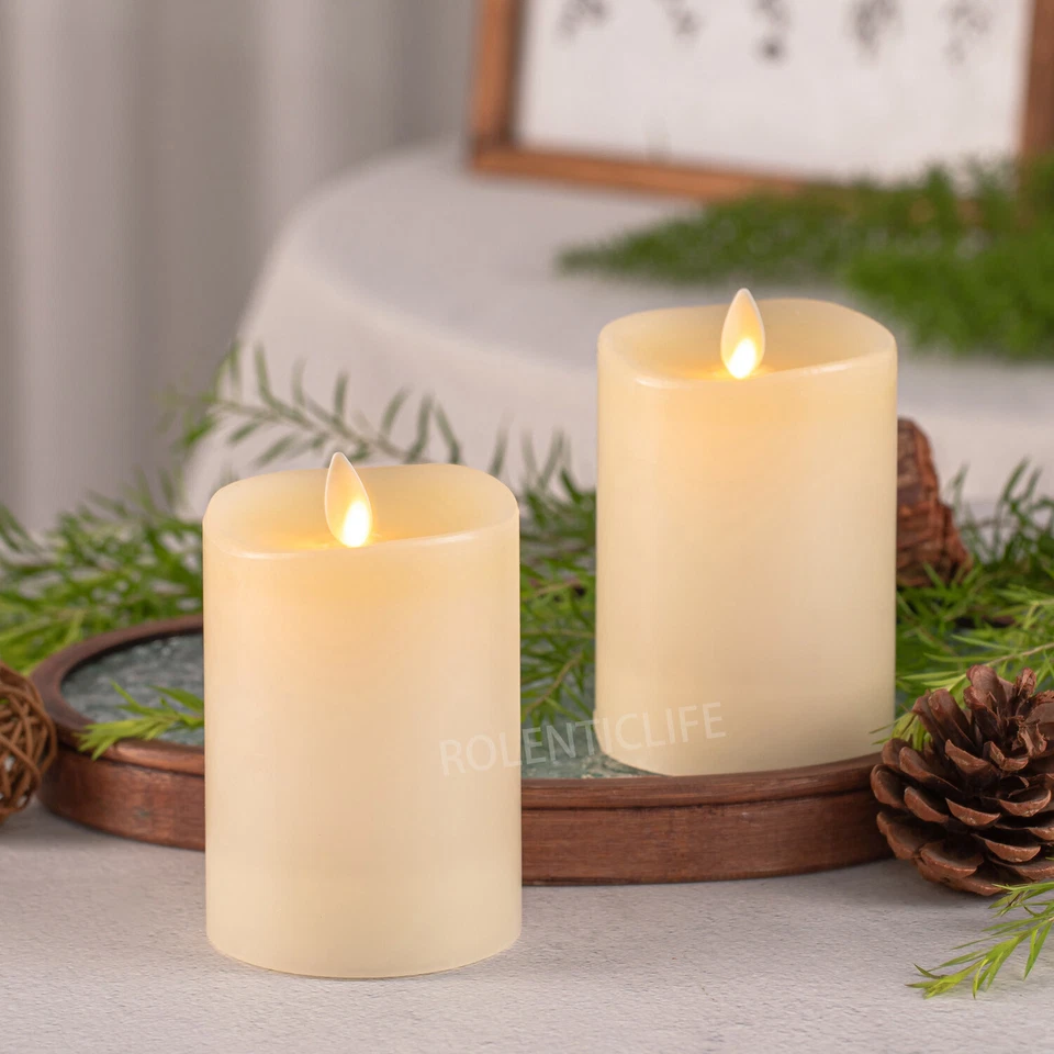 Luminara Flameless Battery Pillar Candles Remote Moving Flame Ivory Wax 3X5.5 - Image 4 of 4