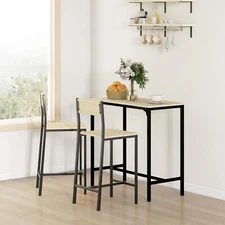 3 Piece Bar Table Set Counter Height Kitchen Pub Dining Table w/ 2 Stools