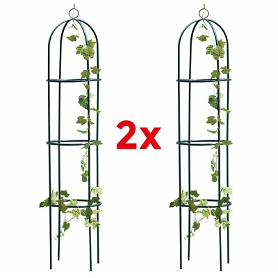 1,9m Outdoor Garten Metall Obelisk Klettern Pflanze Stützrahmen Gitter Neu