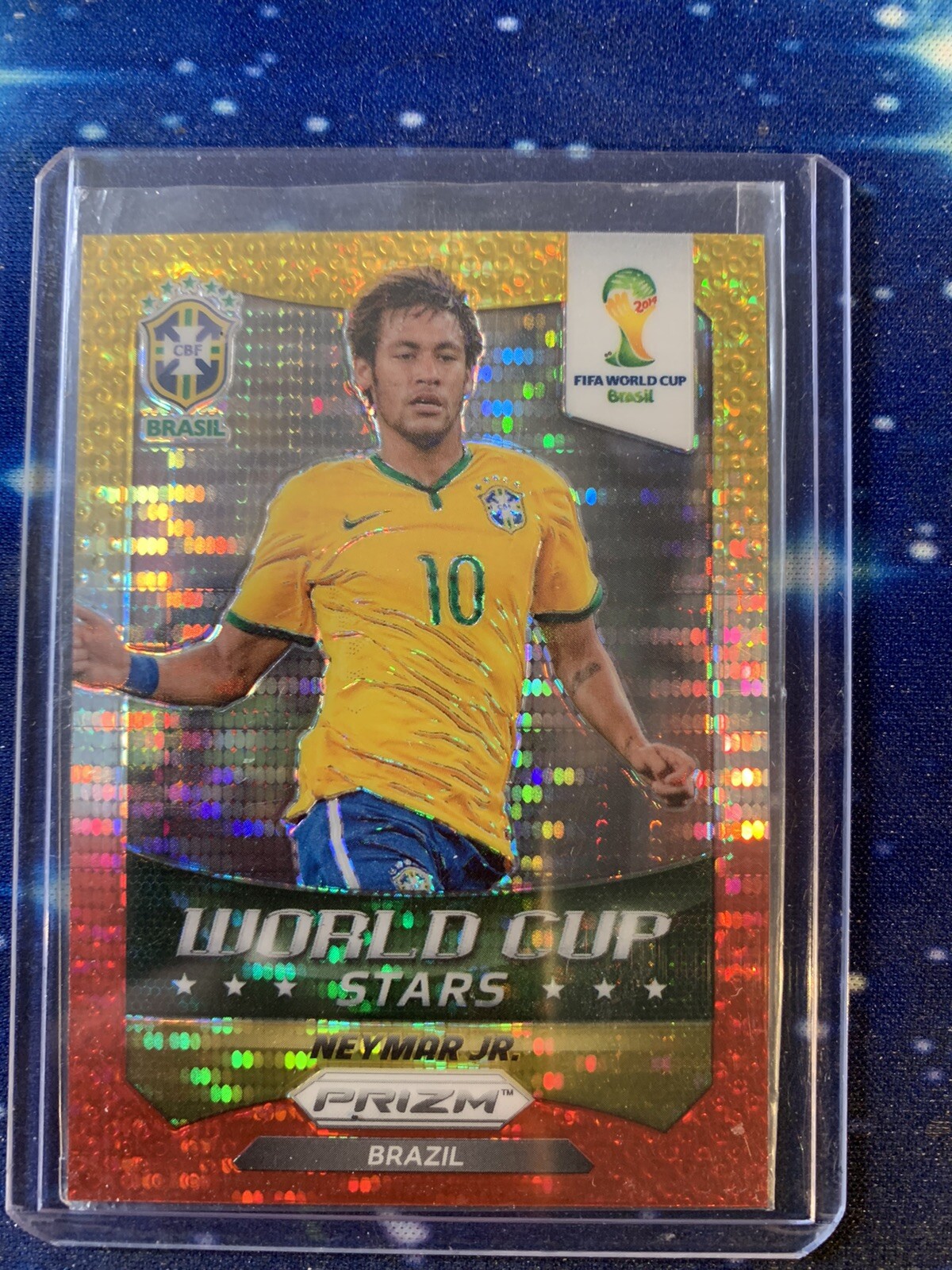 2014 Panini Prizm World Cup Stars #7 NEYMAR Yellow White Red Pulsar Refractor 🔥
