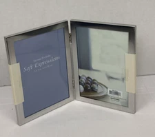 Silver Plated Double Picture Frame Hinged 5” x 7” Home Trends Soft Expressions
