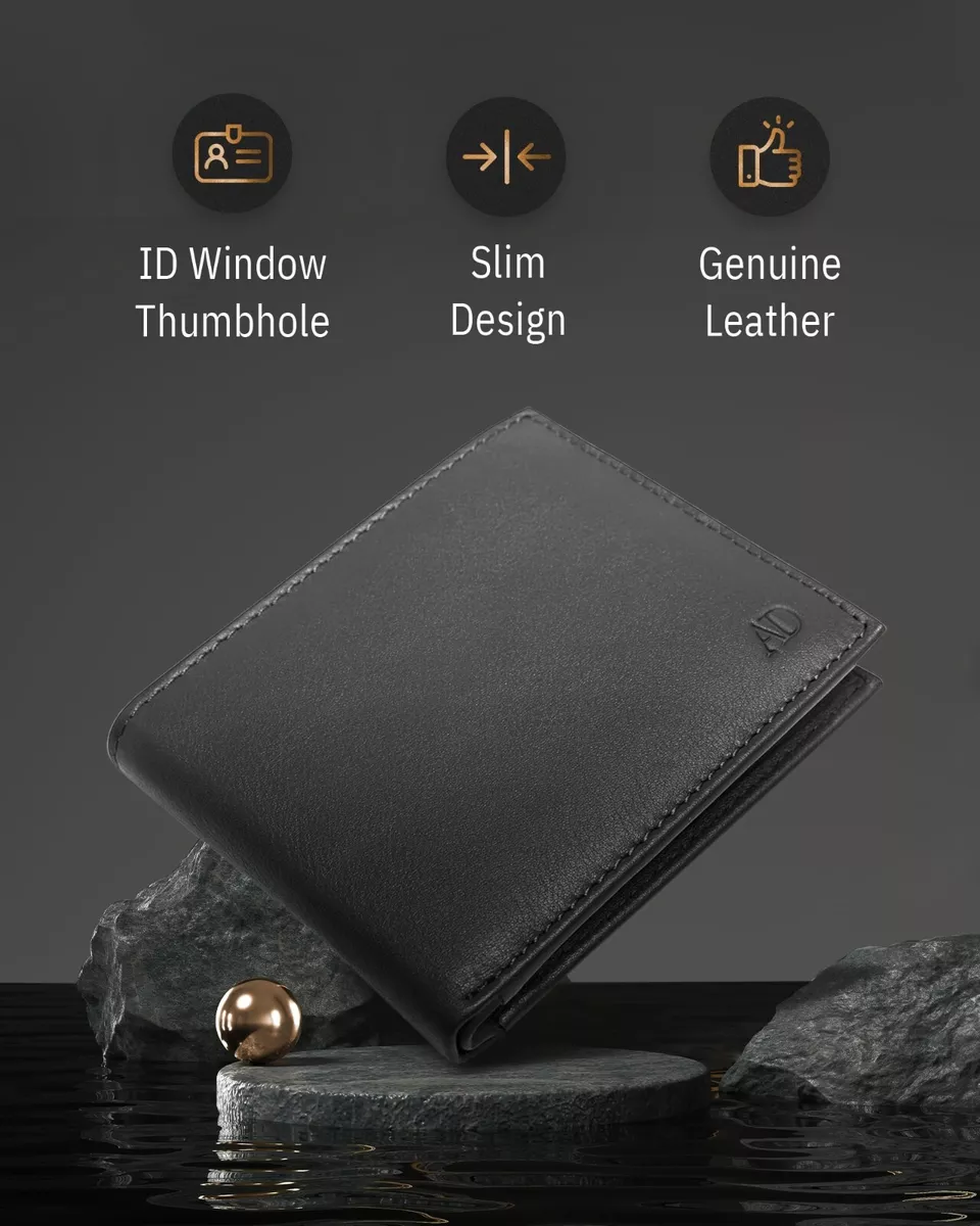 Genuine Leather Wallet For Mens Bifold Wallet Slim Mens Wallet