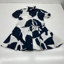 Milly Black & White Short Sleeve Button-Up Fit & Flare Dress Women's Size 4