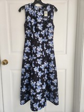Tommy Hilfiger Blue Black Floral Sleeveless A-Line office work Party Dress 4 NWT