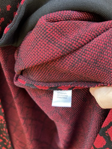 Ming Wang Kimono Jacket Red Black Abstract Print Knit 2X Designer Artsy - Picture 2 of 5