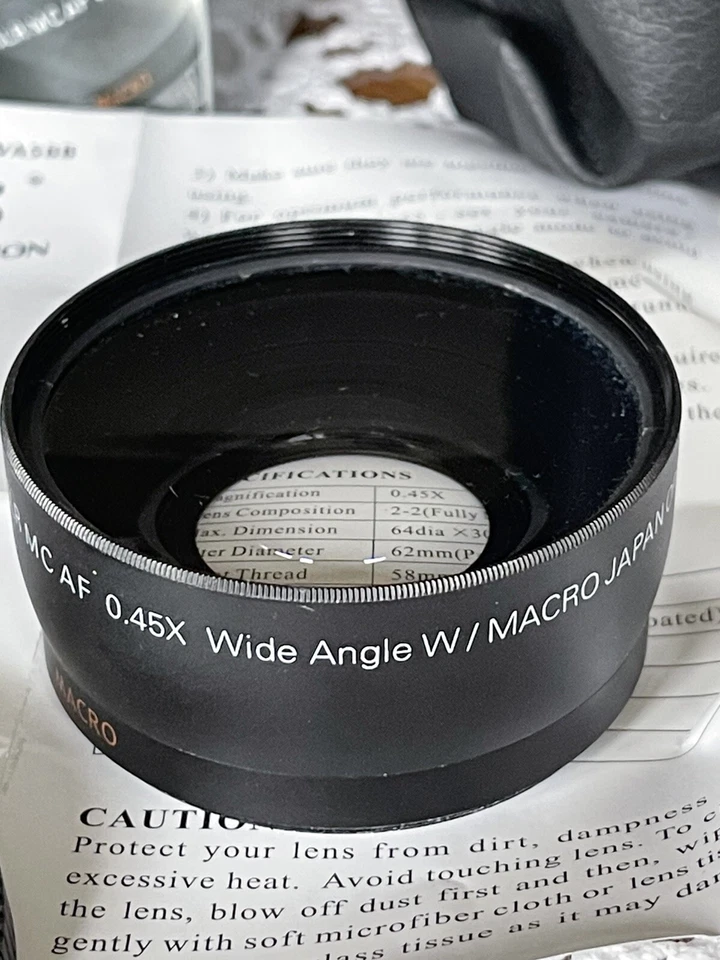 Zeikos ZE-WA58B Pro HD 0.45x Wide Angle Lens 58mm w Macro in Pouch & Box - Image 3 of 4