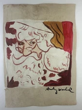 Andy Warhol COA Art Painting Original Drawing Vintage Paper Signed