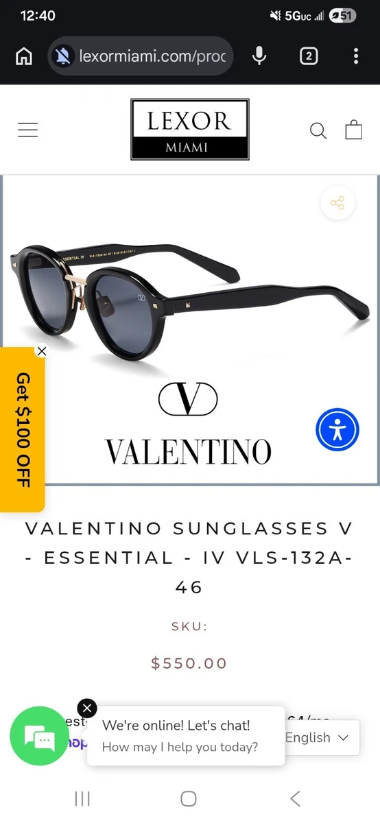 Valentino Black Plastic Frame Sunglasses for Women for sale  display picture 3
