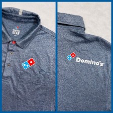 Dominos Gear Polo Shirt Men S Heathered Navy Blue Short Sleeve Logo Employee