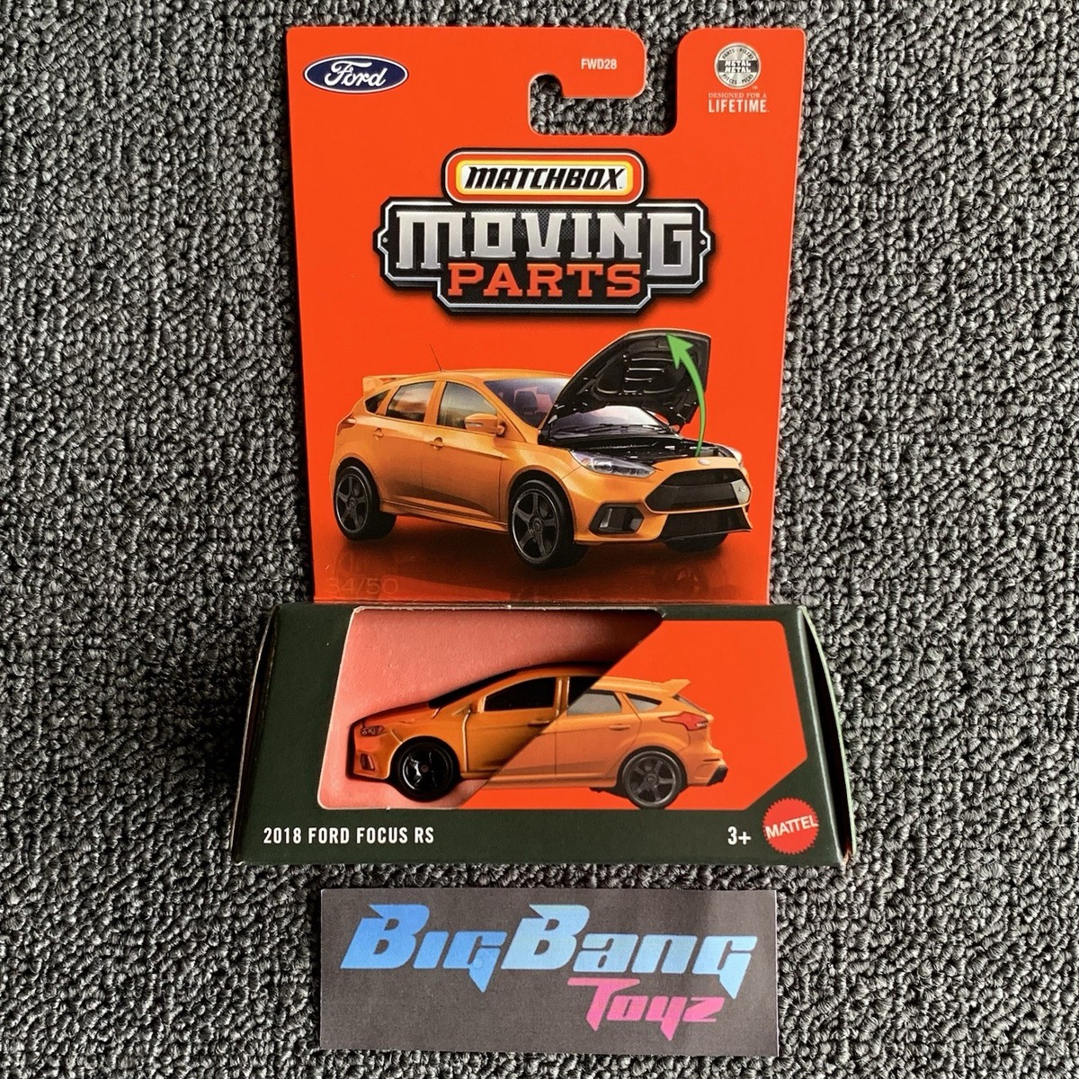 Matchbox 2018 Ford Focus RS Orange #34 Moving Parts 2026 Case M