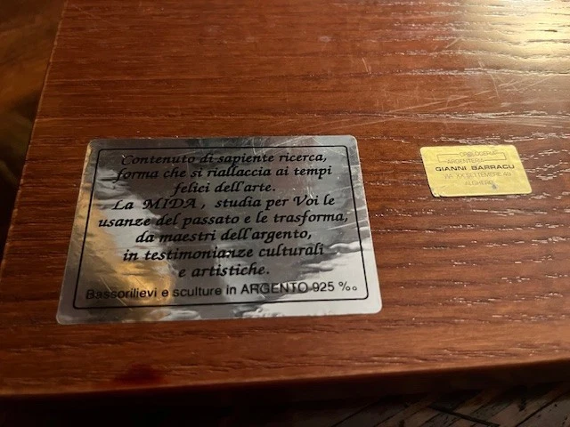 Cofanetto in legno carte da gioco e dadi con bassorilievo argento MIDA perfetto - Immagine 4 di 4