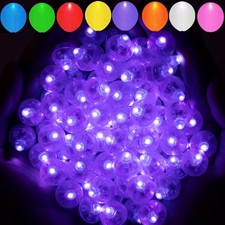 100pcs Purple Balloon Lights,Long Standby Time Waterproof Mini Light,Battery ...