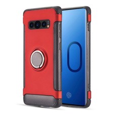 "GSA Sleek Red Anti-Slip Case with Ring Stand for Galaxy S10 Plus"