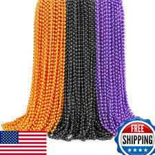 SHAOQINLIN 144PCS Halloween Bead Necklace, Purple Black Orange Bead Necklaces, 3