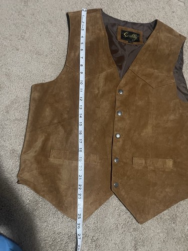 Scully Mens LARGE Calfskin Suede Snap Front Vest - Rust Color - Snap Front - Picture 5 of 7