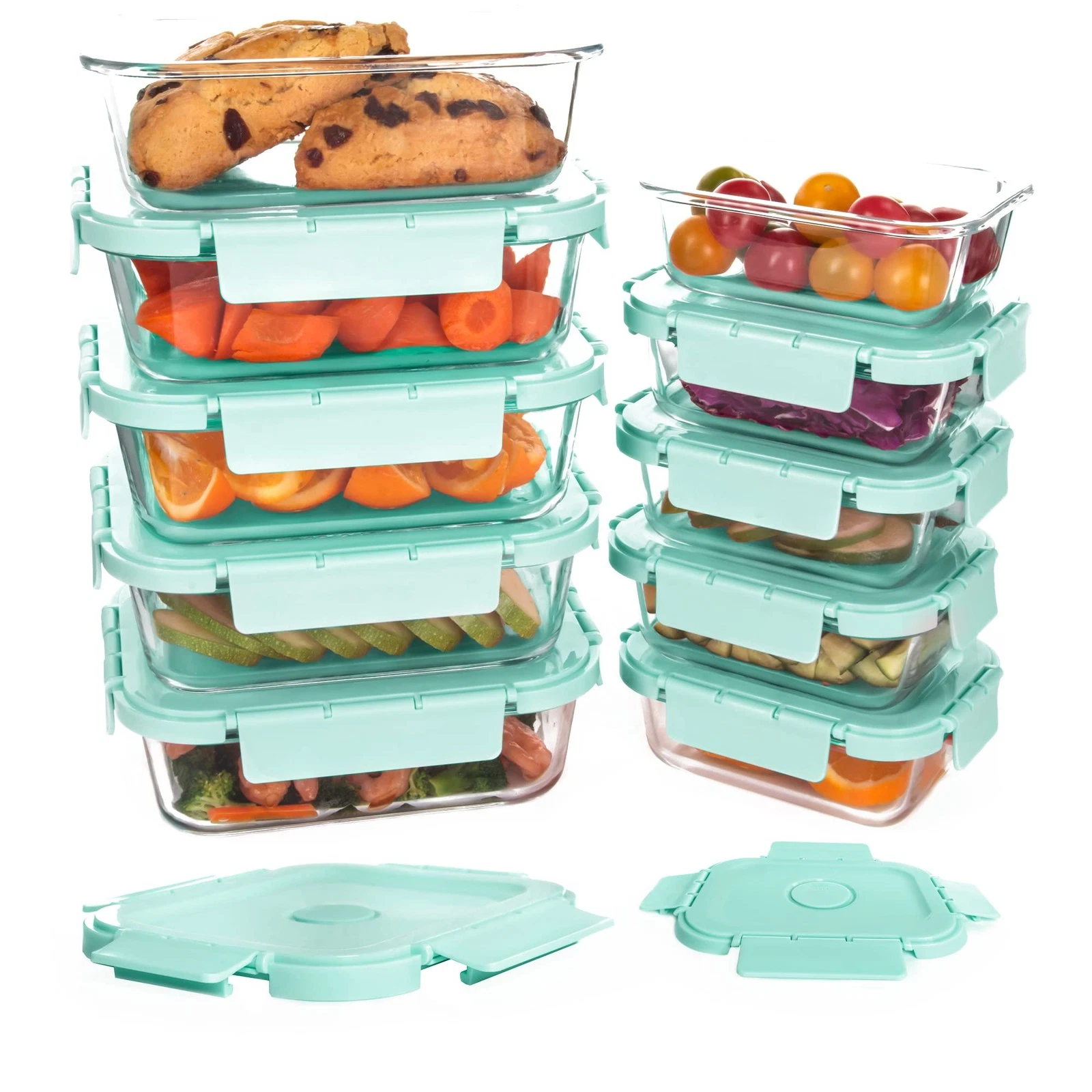 10 Pack Glass Meal Prep Containers, Airtight Food Storage Containers with Lid...