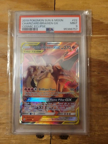 PSA 9 -- Charizard & Braixen GX 22/236 Sm-Cosmic Eclipse Holo
