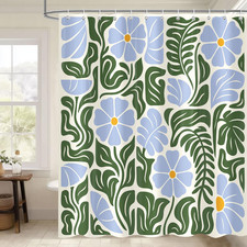Vintage Floral Shower Curtain Boho, Mid Century Modern Abstract Flowers Bathroom