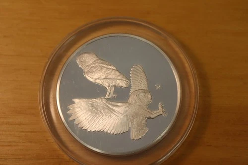 1975 #44 Elf Owl Franklin Mint Silver Proof Art Round Uncirculated