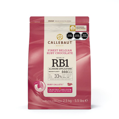 Callebaut Belgian Ruby Chocolate Callets, 47.3% Cocoa, 2.5 kg Bag, Halal, Kosher