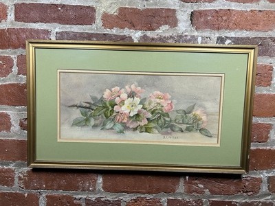B. MILLER ANTIQUE IMPRESSIONIST WATERCOLOR PAINTING FLORAL FLOWERS