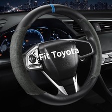 Customized Auto Car Steering Wheel Cover for Toyota RAV4 Corolla Camry Black Blu