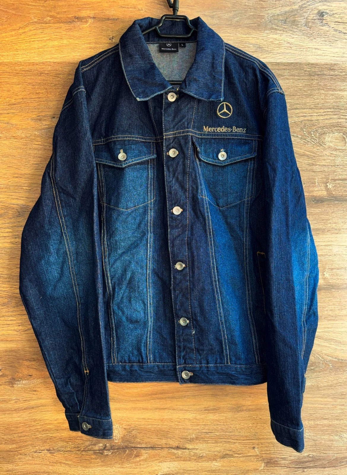 MERCEDES BENZ TRUCKER DISTRICT TRUCK DENIM JACKET EMBROIDERED SIZE L