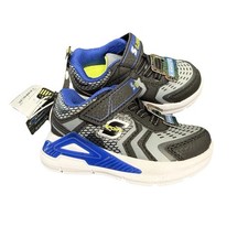 SKECHERS S Sport Fluxe Boys Light-Up Mesh Hook Loop Sneakers Black Blue Size 5