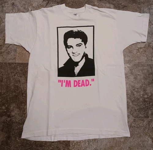 Seltenes Vintage Elvis Presley I’m Dead lustiges T-Shirt Größe XL 22" x 30" USA