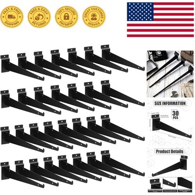 Versatile 30-Pack Slatwall Shelf Brackets - 12-Inch Mounting Supplies in Black