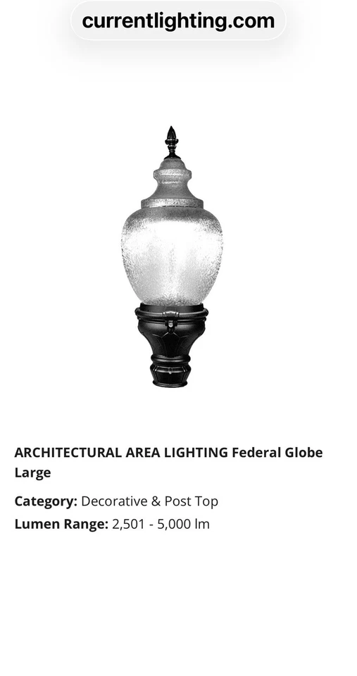 Current Lightning Outdoor Post Light Federal Globe Large - Image 4 of 4