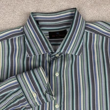 ETRO Milano Men’s Dress Shirt 44 Striped Multicolor Long Sleeve Made in Italy
