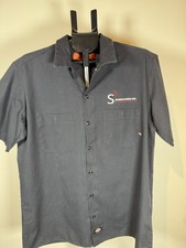 Dickies Work Shirt Mens Large Black Short Sleeve Industrial Mechanic Uniform Top