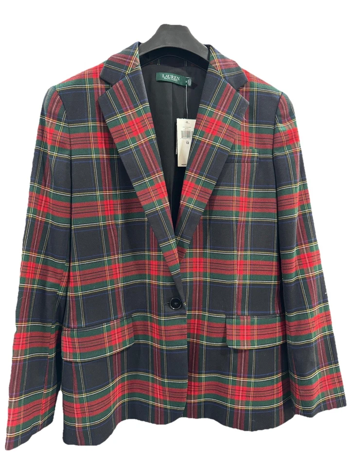 Lauren Ralph Lauren 女式西装棉条纹金色纽扣旅行装 M 码 — 第 3/4 张图片