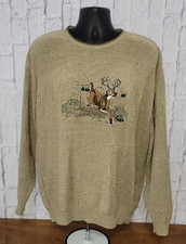Shenandoah Fall Deer Buck Scene Knit Sweater Outdoor Hunting Theme Sz XL Vintage