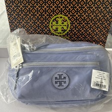 Tory Burch Women  s BNWT Pale Iris Belt Bag Nylon Shine Outer Zip Compartment